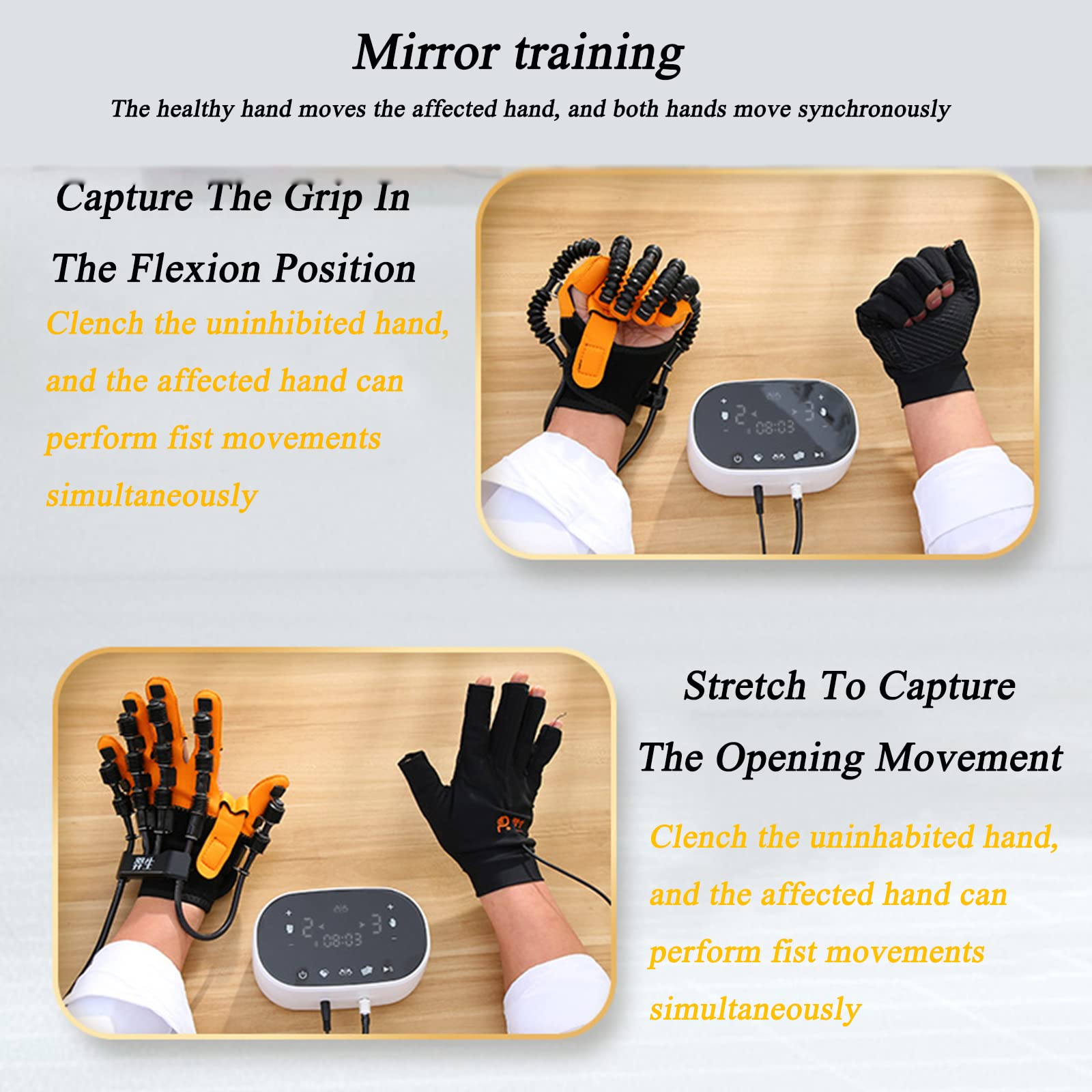 Dispositivo de entrenamiento de dedos de robot de rehabilitación, férula de mano de carrera Dispositivo de rehabilitación de mano de entrenamiento manual Hemiplejía de carrera Entrenador de dedos pa