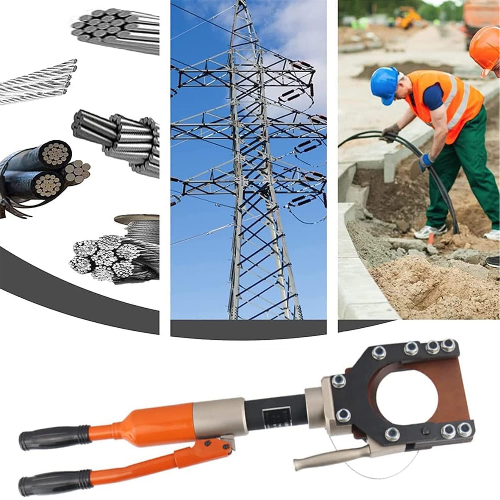 Ręczny hydrauliczny obcinacz do kabli – trwałe narzędzie do cięcia kabli miedzianych i aluminiowych, hydrauliczne szczypce do cięcia prętów zbrojeniowych i zaciskania