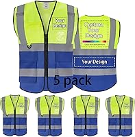 Vista 34 de Chaleco de seguridad de encargo de la alta visibilidad del chaleco de seguridad de la clase 2 Hi Vis reflex