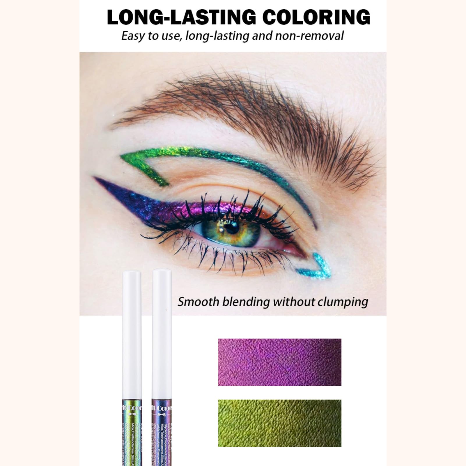 Corlo Glitter liquid eyeliner waterproof, Metallic Intense Color Shifting Colorful Eyeliner, Eyeliner Gel MultiColor Highly Pigmented Gift Kit for Women and Girls ()