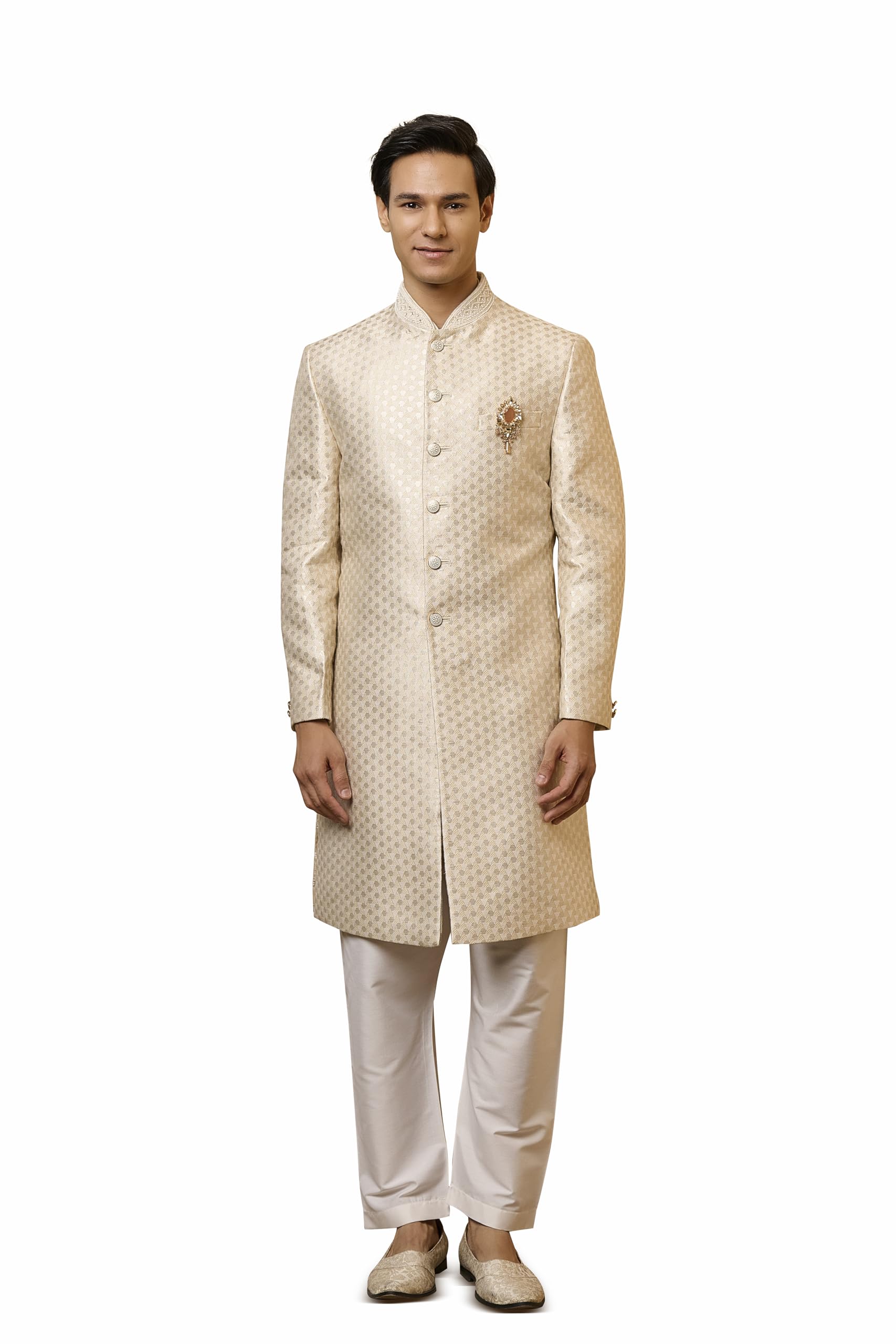 Ivory Embroidered Indo-western Set-image-6