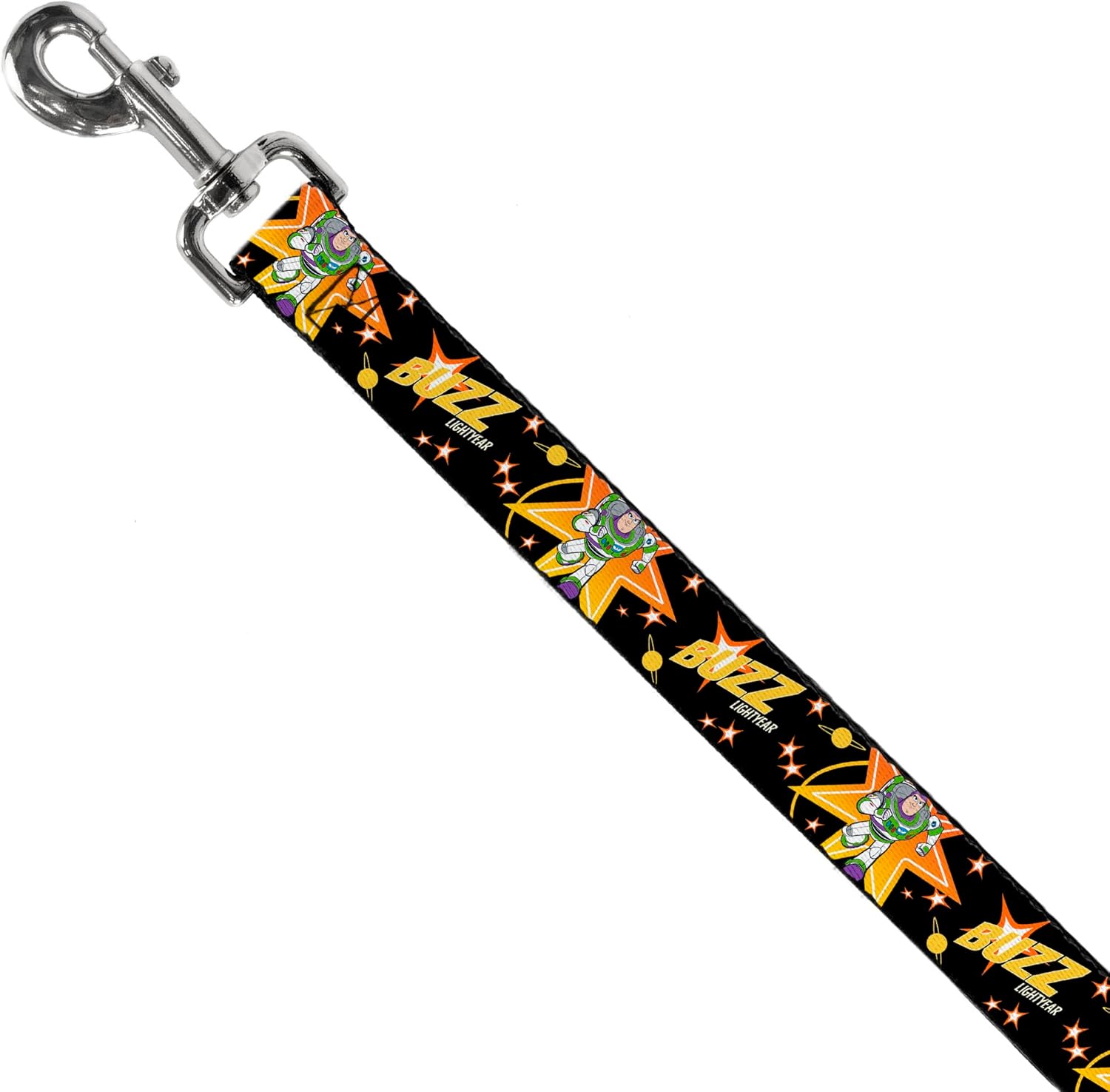 Dog Leash Toy Story Buzz Lightyear Running Stars Black Orange Yellow 6' Long 1.0" Wide