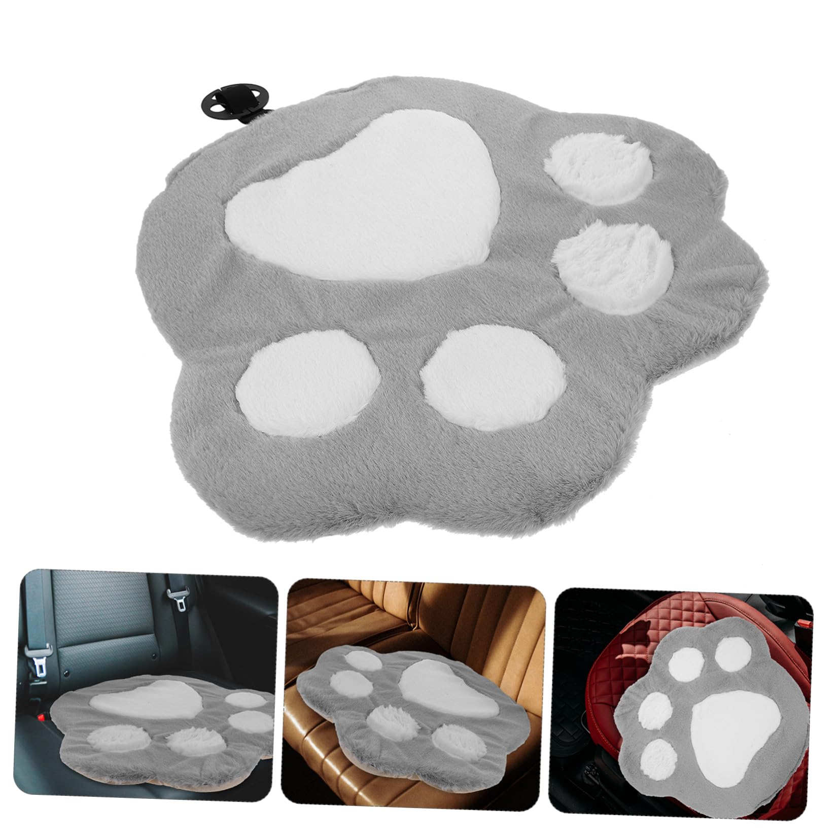 Mikinona Tapis de Siège Auto Mignon Confortable et Respirant Forme Patte de Chat Coussin de Siège de Voiture en Peluche pour Temps Froid en Voiture