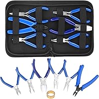 Vista 1 de Shynek 6 alicates para hacer joyas, mandíbula de nailon, nariz redonda, cortador de alambre, nariz doblada y alicates para engarzar