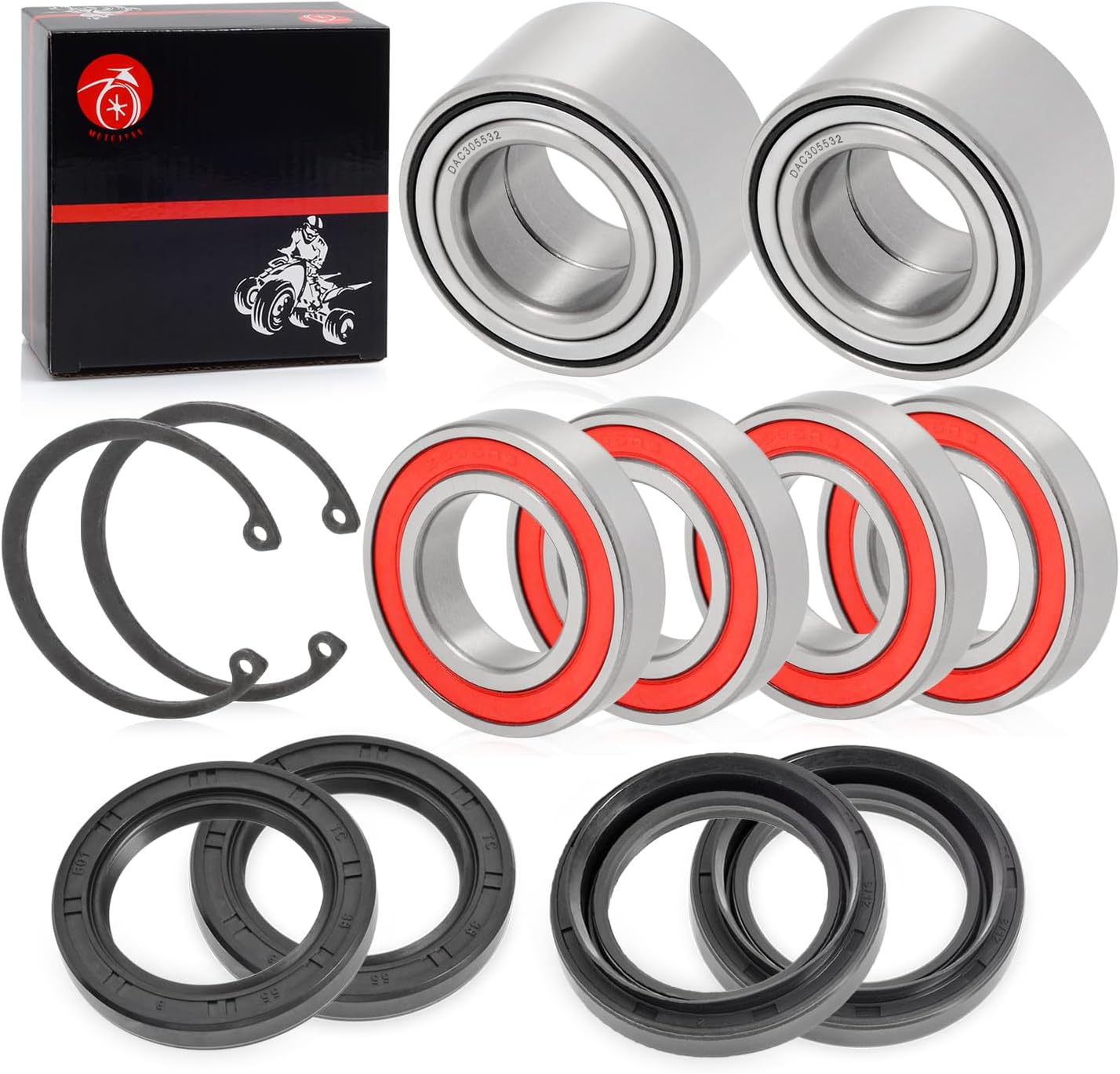 Front & Rear Wheel Bearing Seal + CIRCLIP Kit For YAMAHA Big Bear 400 2007-2012 Grizzly 350 2007-2011 Grizzly 400 2007-2008