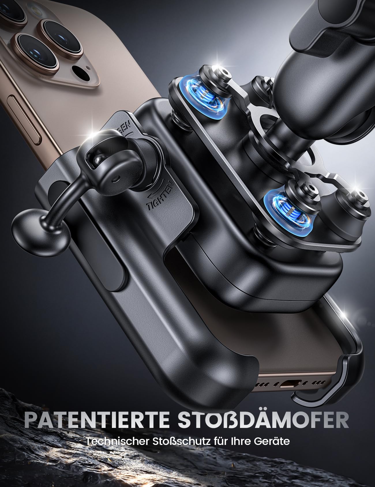 Lamicall Handyhalterung Motorrad Handyhalter Fahrrad Lenker- [TOP Ganzmetall] Vibrationsgedämpfte Handy Motorrad Halterung, Diebstahlsicherer Handy Halter mit Verlängerungsarm, Gut für Video, 7,2 Zoll