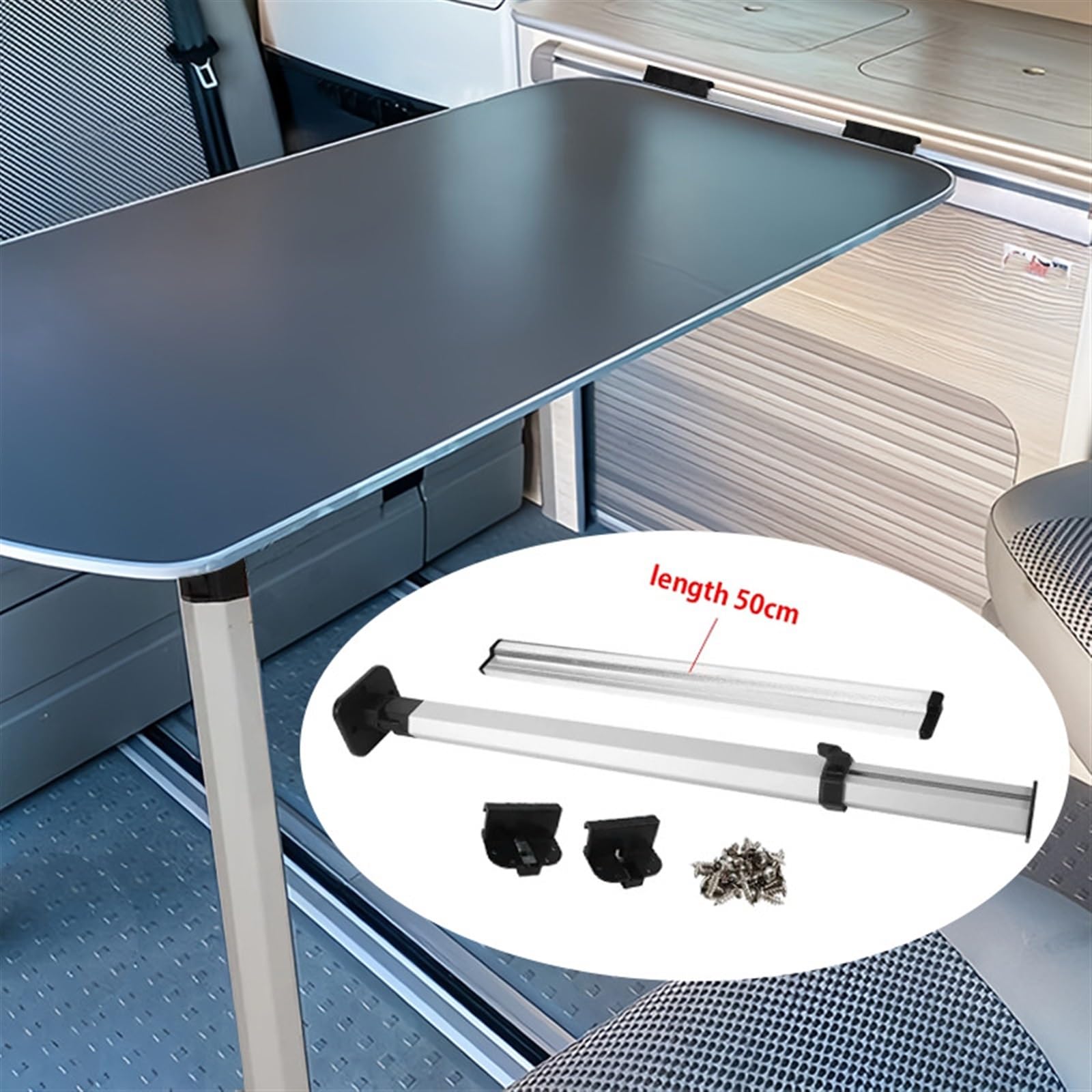 Tischbeine RV Mit Desktop Bord Abnehmbare Einstellbare Klapp Tisch Bein RV Außen Aluminium Legierung Tisch Bein Camper RV Zubehör(Black 50cm 1sticks)