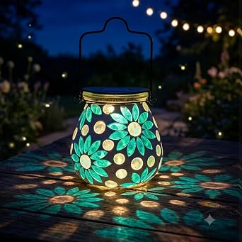 Mosaic Glass Solar Lantern Outdoor Waterproof Solar Light Garden Decor