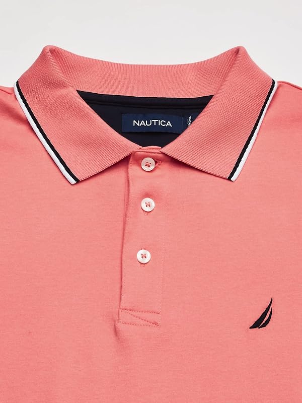 Nautica Men's Classic Fit Short Sleeve Dual Tipped Collar Polo Shirt Shirt, Pale Coral, Medium by Nautica - Used condition - Image 3