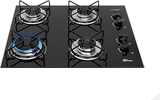 Fischer cooktop à gás 4 bocas fit line trempe aramado mesa vidro p