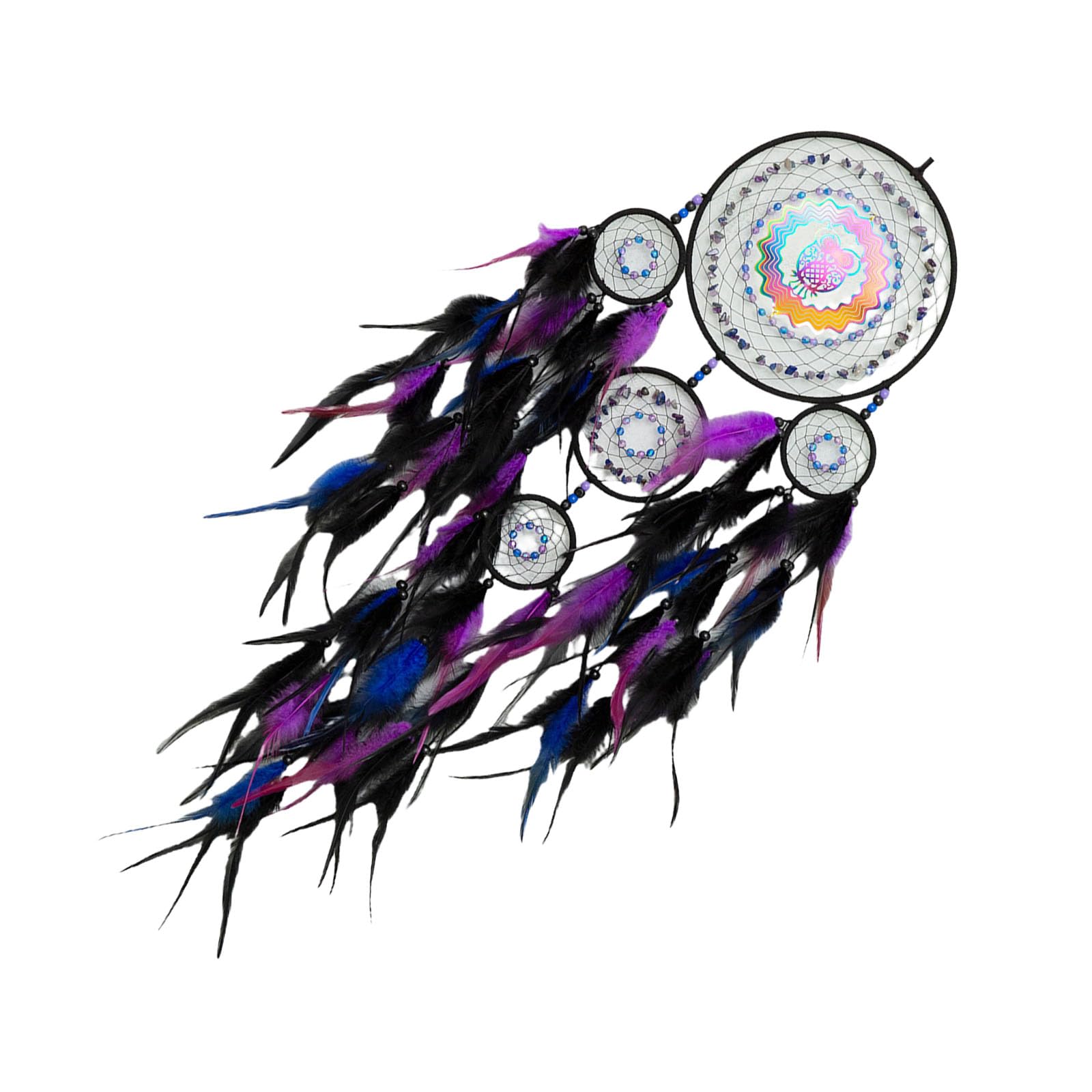 Buxuaaaa Black Handwoven 3D Macrames Rotating Colorful Owl Dreamcatchers With Feathered For Home Wall Hanging Ornament Decoration Gift Wall Hanging Dreamcatchers