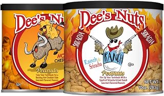 Dee’s Nuts Gourmet Zesty, Tangy & Crunchy Premium Dry Roasted Gourmet Flavoured Peanuts Snack High-Protein, Keto-Friendly Snack for Pickle Lovers (10 Oz(Assorted Pack of 2), Hot Cheddah and Ranch Sriracha)