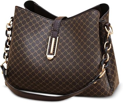 Shoulder Bag Women's Handbag Fashion Women Crossbody Bag PU Leather Retro Shoulder Bag with 3 Large Pockets Brown