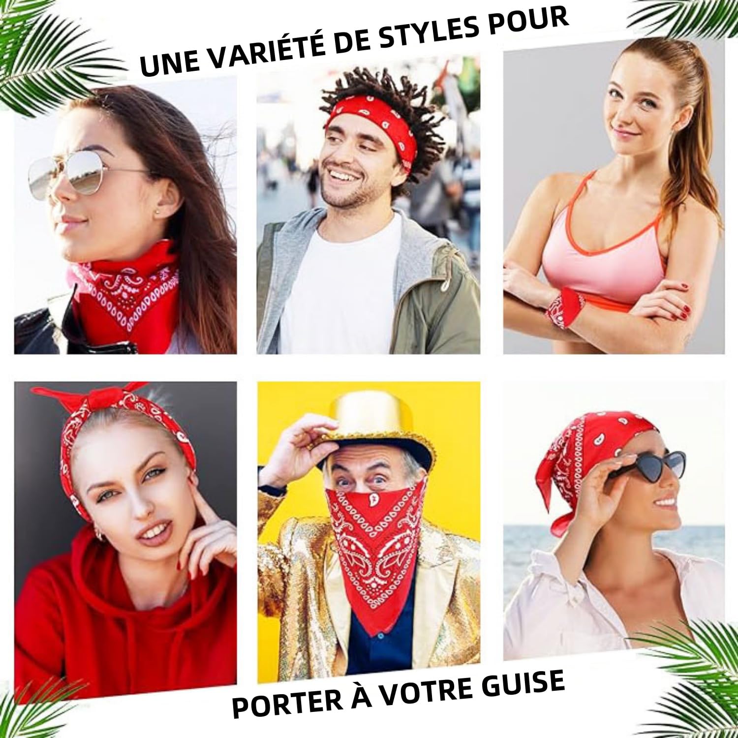 LATRAT Bandana unisex dla mężczyzn i kobiet, maska na twarz, opaska na głowę z kwadratowym szalikiem, opaska na głowę, 12 sztuk (czerwona), Czerwona, M