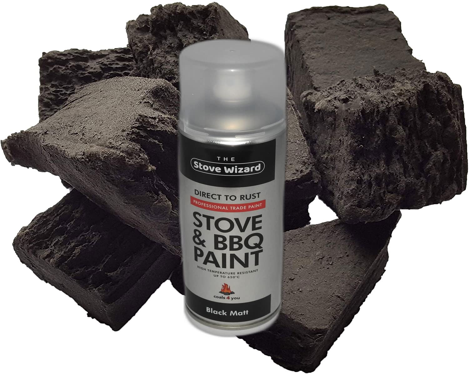 The Stove Wizard 35-45Mm Random Gas Fire Replacement Coals Rejuvenation Kit 20 Random Shaped Coals 35Mm To 45Mm 400Ml Tin Of High Temperature Stove Coal Spray Paint Coals 4 You