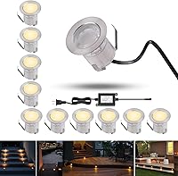 Vista 12 de RNEHON - Luz LED empotrable blanca natural, 12 V, luces de bajo voltaje con carcasa protectora, Φ1.18 luces de paisaje al aire libre para jardín