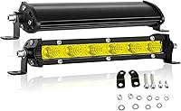 Vista 1 de AUXTINGS 2 x 7 pulgadas 30 W amarillo ámbar de una sola fila LED barra de luz 3000 K perfil bajo ultra delgado mini haz de inundación LED