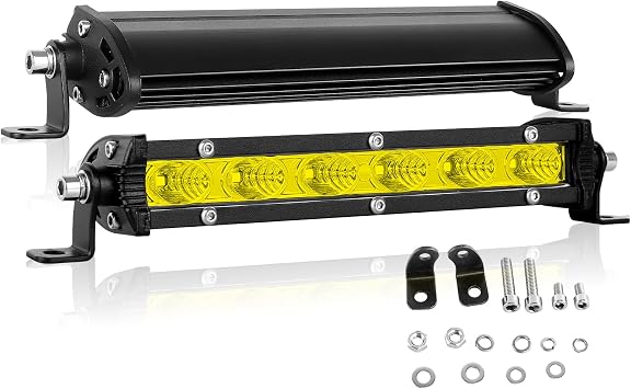AUXTINGS 7 inch 30W Single Row LED Light Bar 3000K Low Profile Ultra Thin Slim Mini Flood Beam Led Off Road Lights Driving Lights Led Fog Lights Lights Boat Lighting Led Work Light
