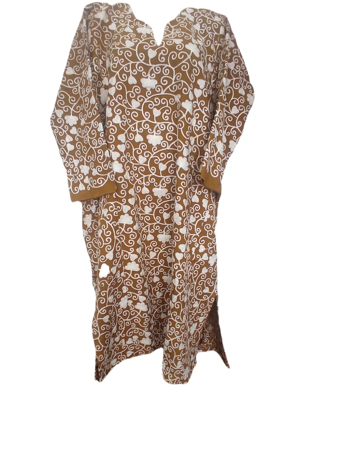 Kashmiri aari Embroidery cashmelon pheran || Mustard Color || L: 43" B: 23" Sleeves: 20.5"-picture-26