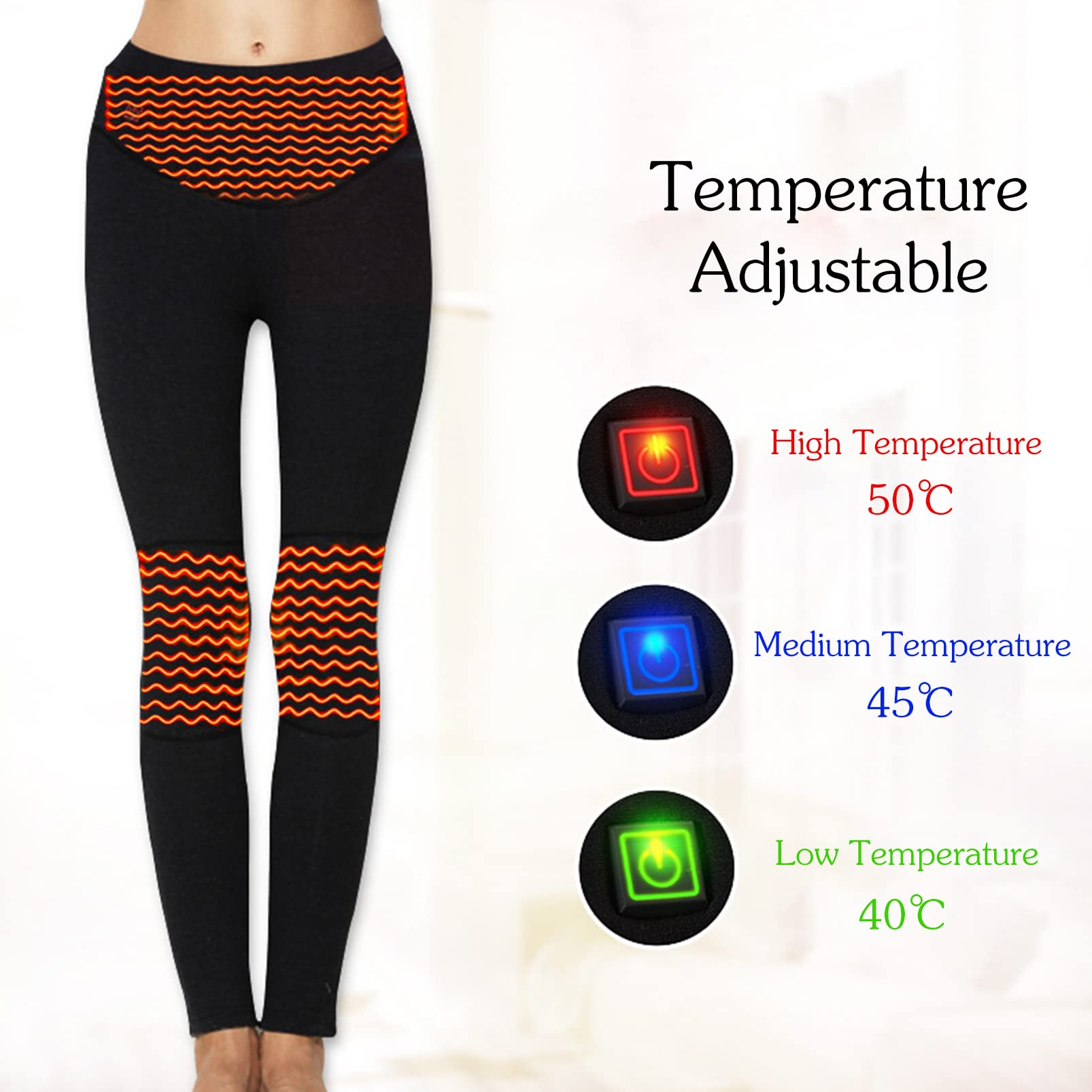 Pantaloni Intimi Termici riscaldati Tramite USB, 3 Zone di Riscaldamento Riscaldamento Elettrico Pantaloni Caldi Leggings Pantaloni per Uomo Donna (Woman1 S) (Woman2 XL)
