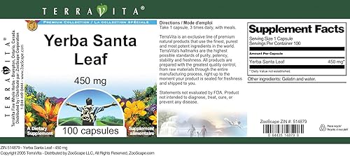 Miniatura 3 de Yerba Santa Leaf - 450 mg (100 Cápsulas, ZIN 514879)