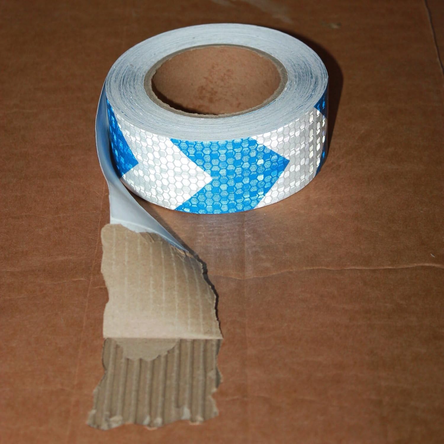 Reflective Tape Blue and White 2 inch X 66 feet, Outdoor Waterproof Hazard Conspicuity Warning Industrial Marking Tape