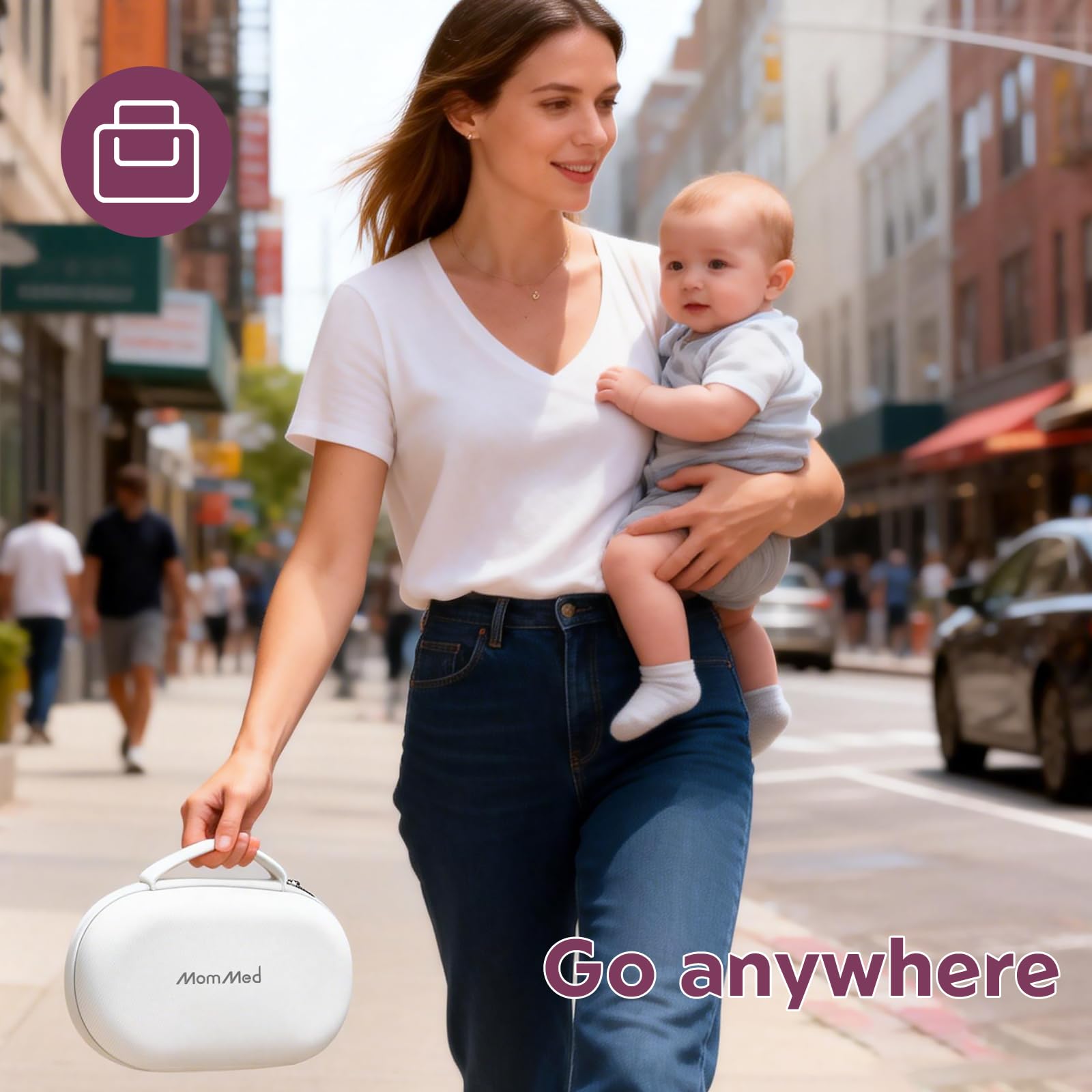 MOMMED Borsa per Tiralatte Indossabile, Custodia Rigida con Vassoio Impermeabile Rimovibile, Compatibile con Momcozy/Nuliie/Medela/Eufy/Paruu, Contiene 2 Tiralatte