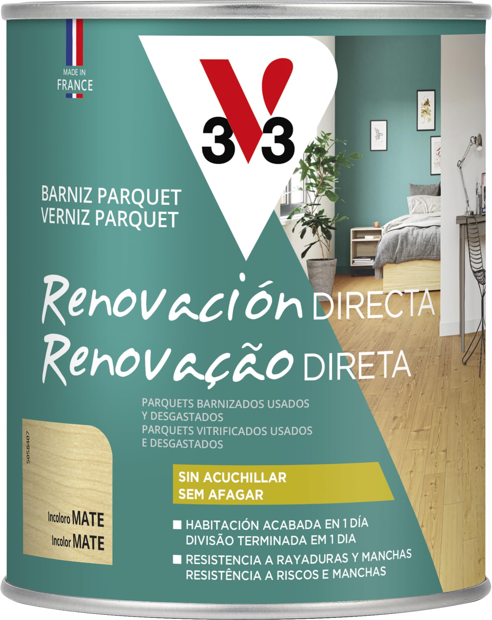 V33 BARNIZ RENOVADOR PARQUET & LAMINADOS MATE INCOLORO 0,75L