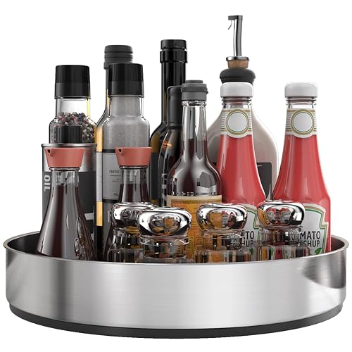 VAEHOLD Pantry Cabinet Lazy Susan Stainless Steel Black