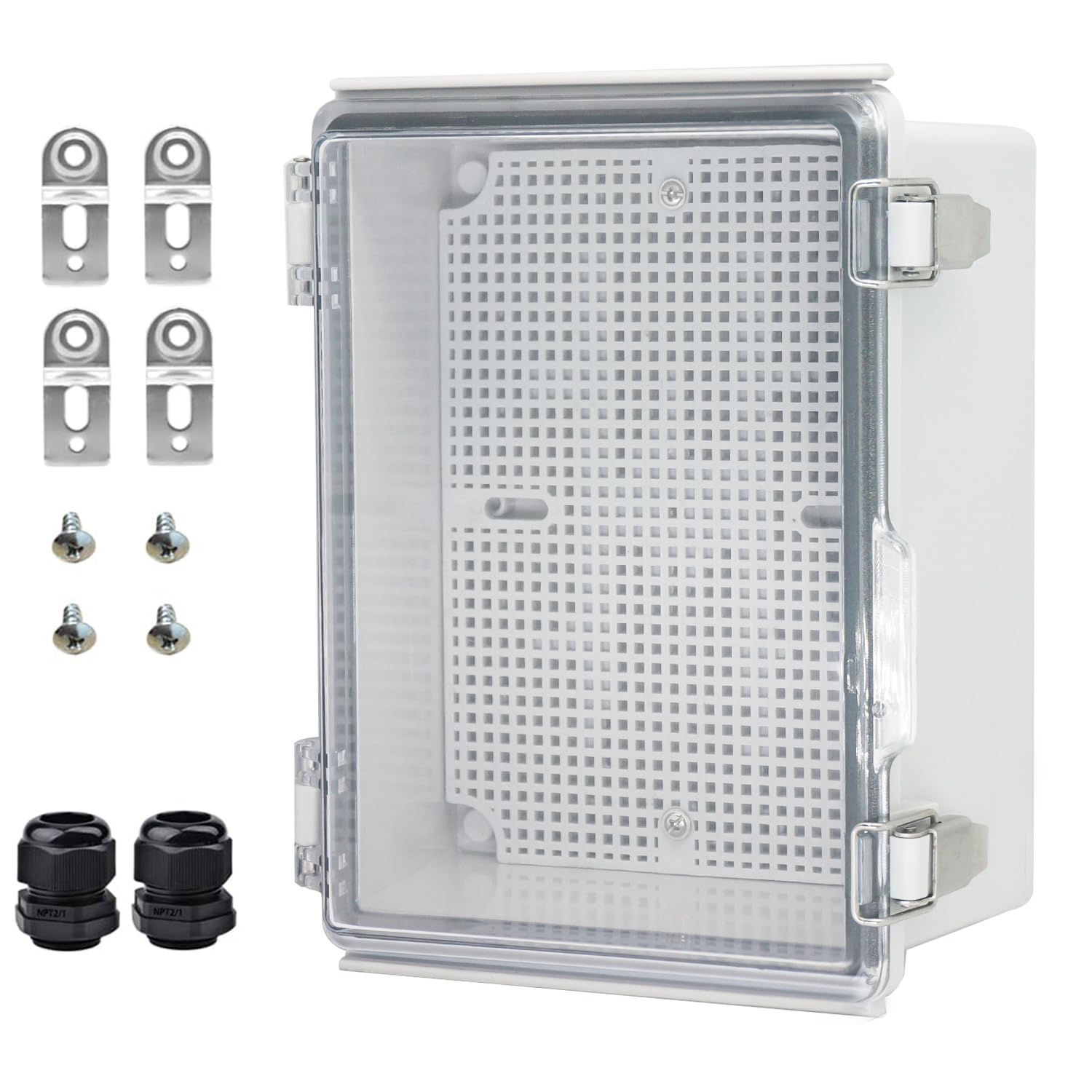 Outdoor Waterproof Electrical Box Junction Box Weatherproof IP67 ABS Plastic Enclosure Switch Router Project Box Electronics DIY Enclosure With Mounting Plate Wall Bracket Grey 8.6"x6.6"x4.3" — Amazon image 20