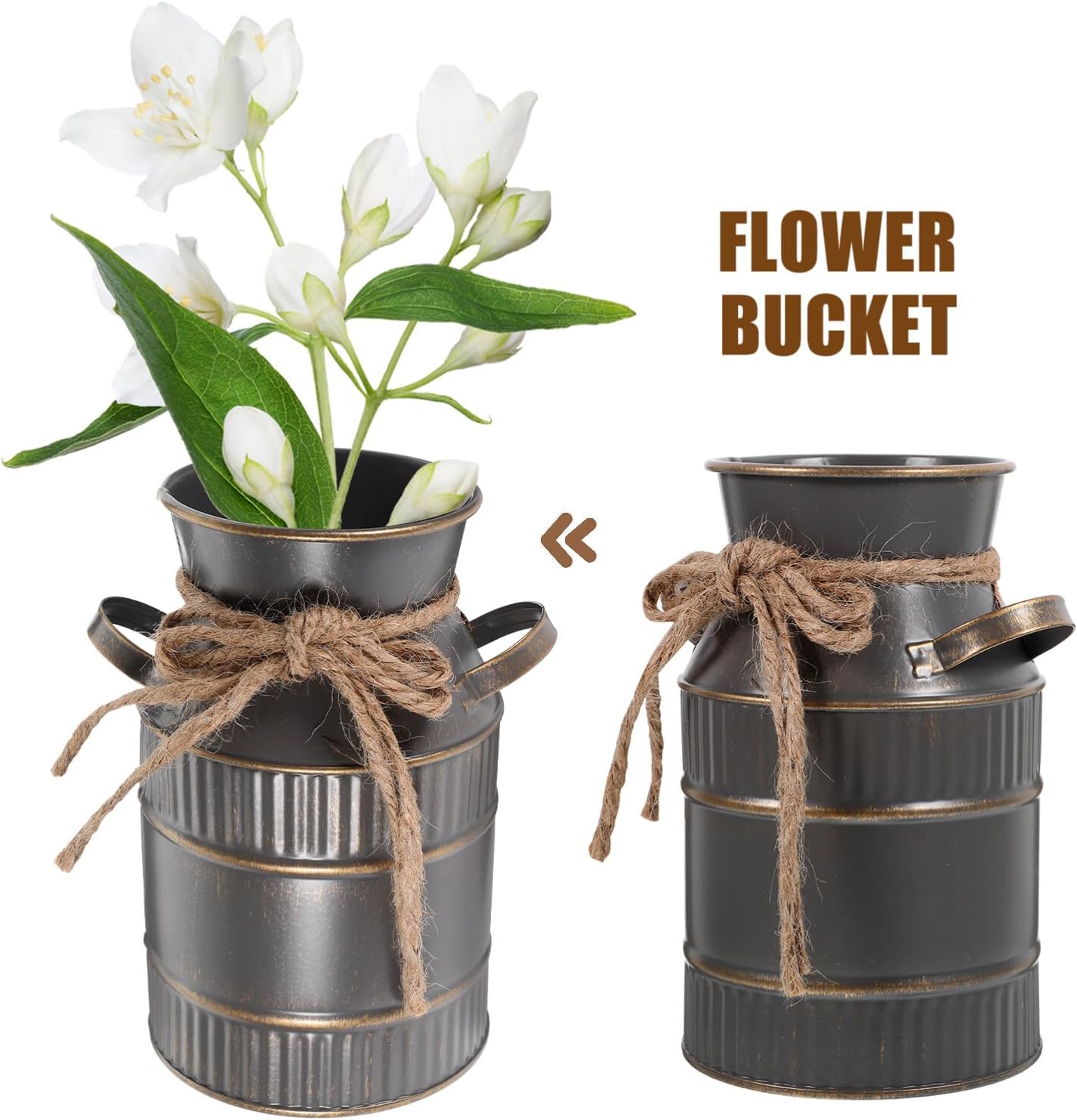 Alipis Vintage Milk Jug Vase 5.7 Inch Iron Flower Bucket with Handle Rustic Farmhouse Flower Vase for Home D Cor Centerpiece and Shabby Chic Decoration - Image 5