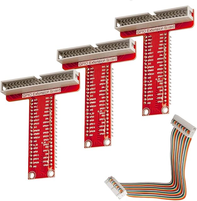 AZDelivery 40 Pins GPIO Breakout Board and Compatible Ribbon Cable Compatible with Raspberry Pi (Pack of 3)