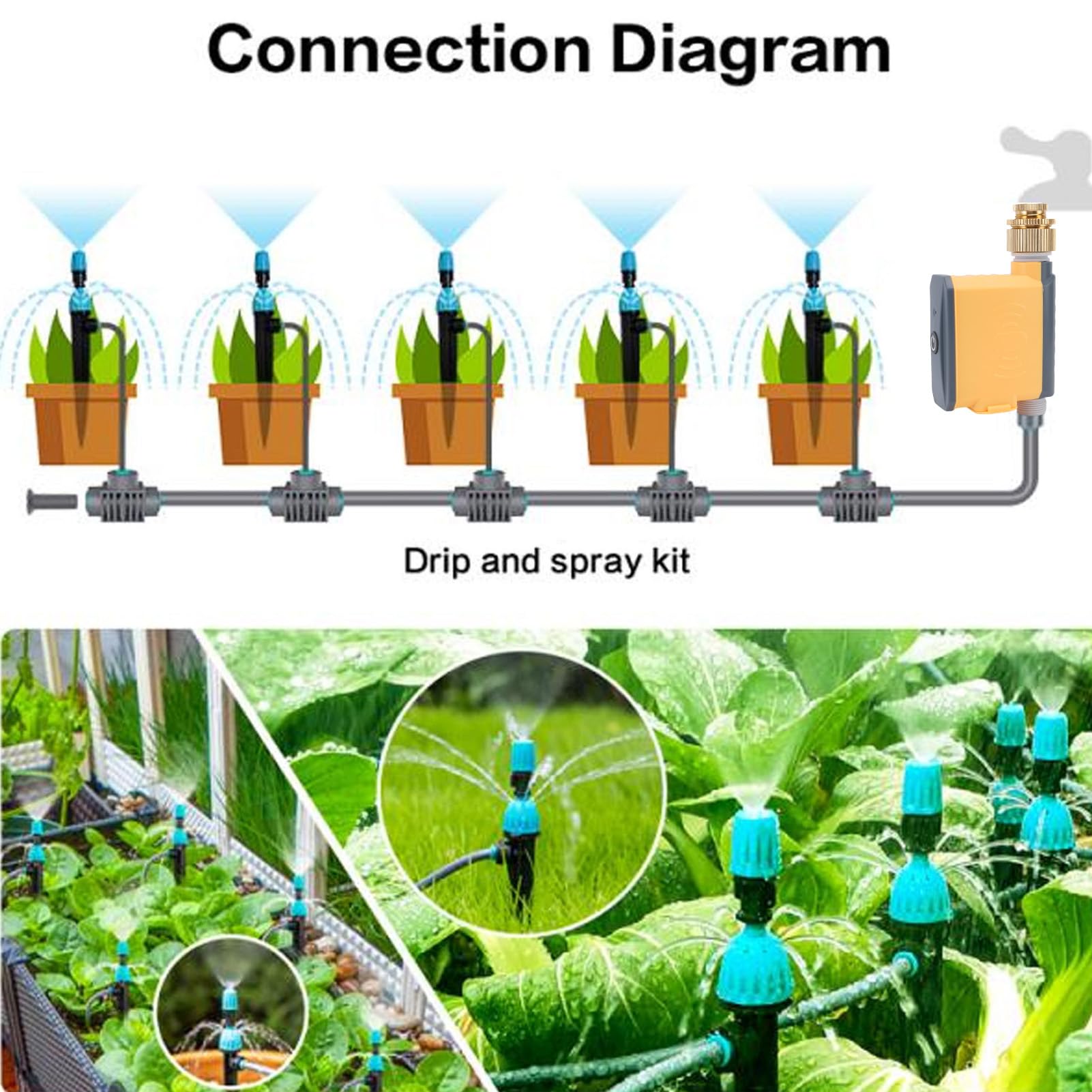 Sonew Irrigatore Timer App Controllo Timer con Connettori in Rame per