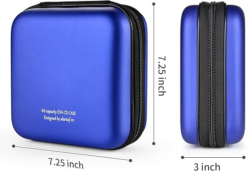 Miniatura 4 de alavisxf xx Funda para CD, funda protectora de EVA para 48 unidades, Blu-ray y DVD, portátil, con cremallera, soporte para CD, organizador de