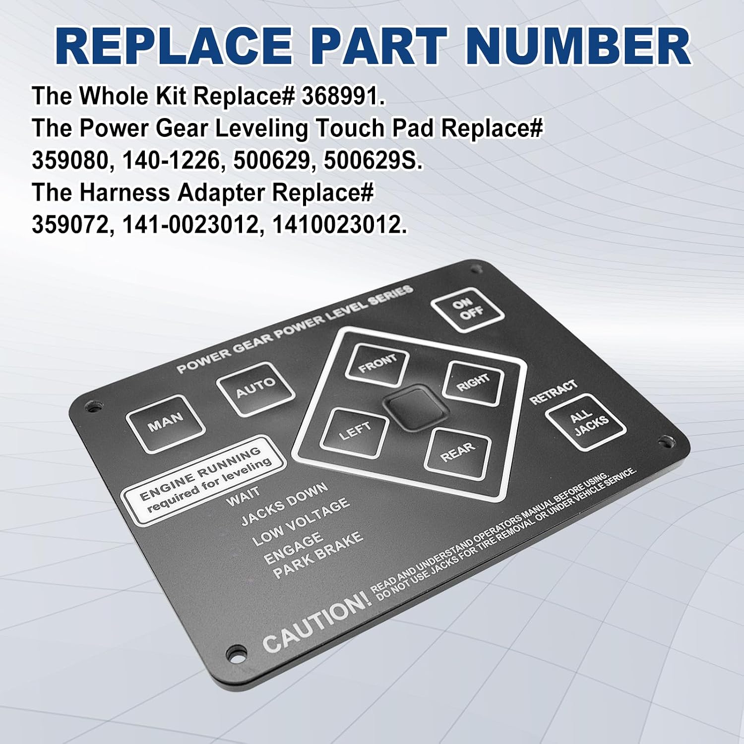 368991 RV Leveling Touch Control-Panel - with Harness Adapter Compatible with Lippert/Kwikee Ground Control and Travel Trailer Leveling System Replace# 359080, 359072, 140-1226, 500629, 500629S