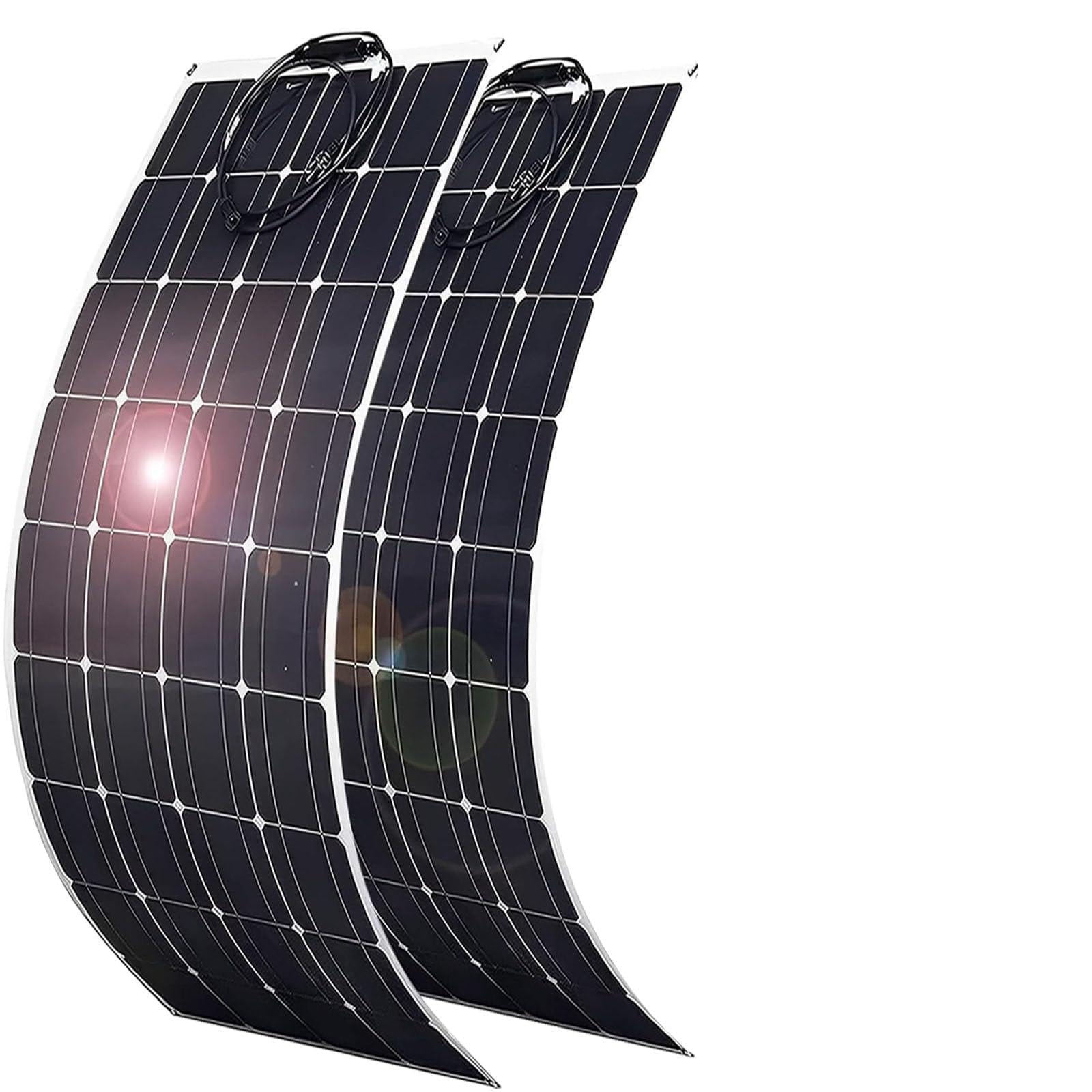 SENJINGHUA Flexible Solar Panel 150W/200W/300W/400W/520W High Efficiency 36 Volt Monocrystalline Lightweight Semi Flexible Bendable Off-Grid Charger for Rv Boat Uneven Surfaces,2 * 200w