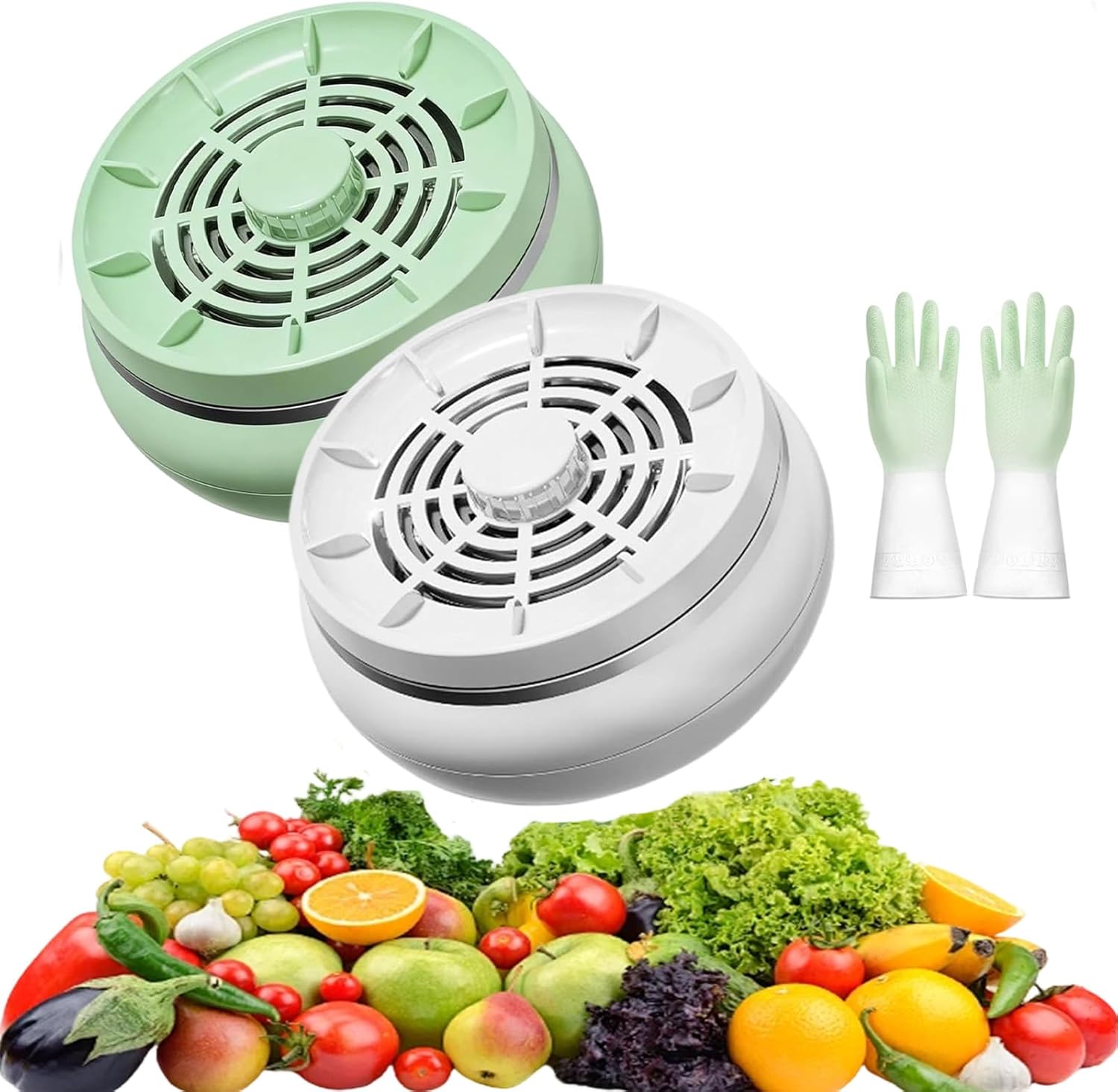 Fruit and Vegetable Washing Machine, Wireless Fruit and Vegetable Cleaning Purifier, Strong Vortexs Technology&Portable, for Veggie Grains Rice Meat Seafood (2PCS-A+B)