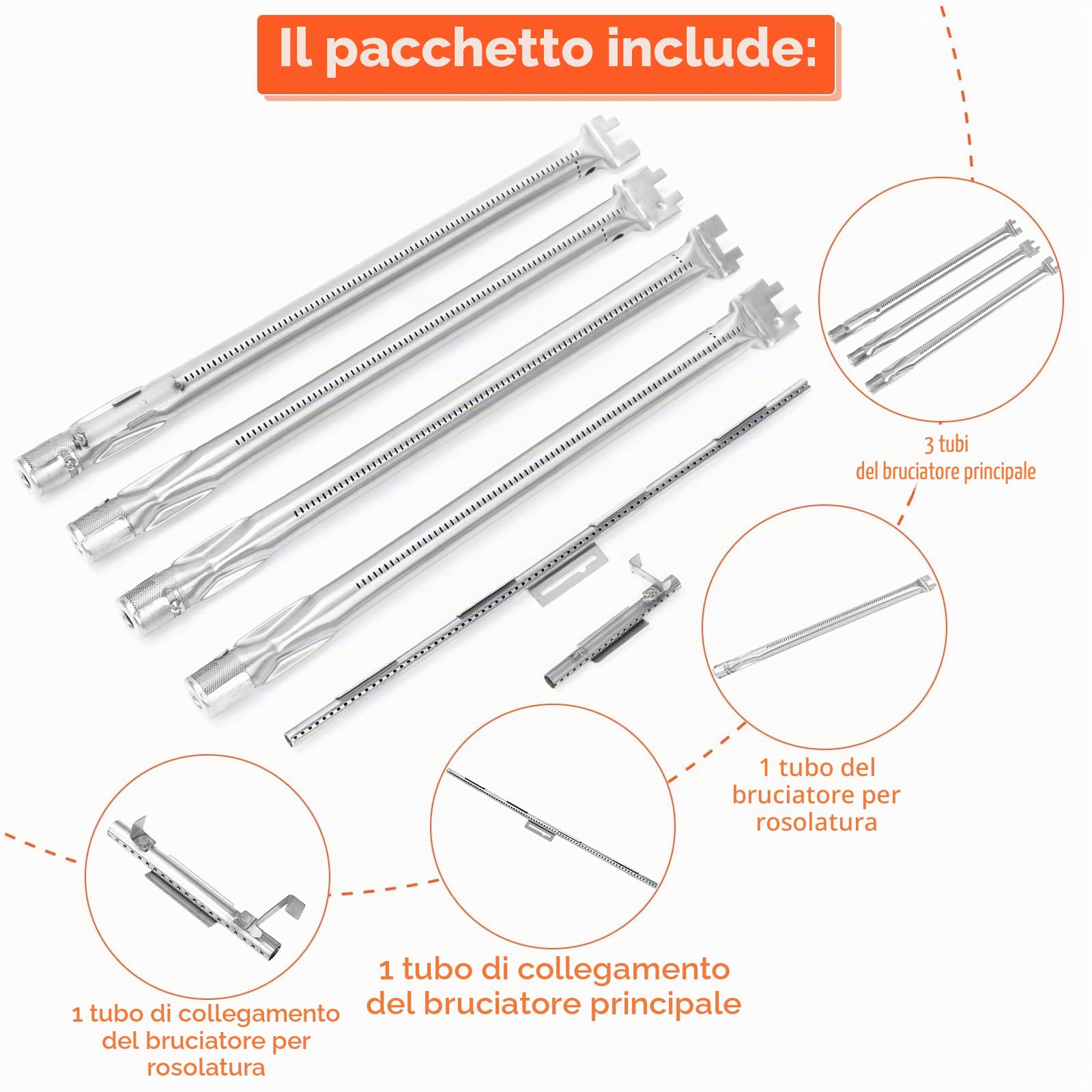 Denmay Bruciatore da 46 cm per Weber Spirit 330, Spirit 335, accessori per Weber Spirit E310 S310 E320 S320 E330 S330 330 LP, 335 LP (con pulsanti anteriori), ricambio per Weber 69787