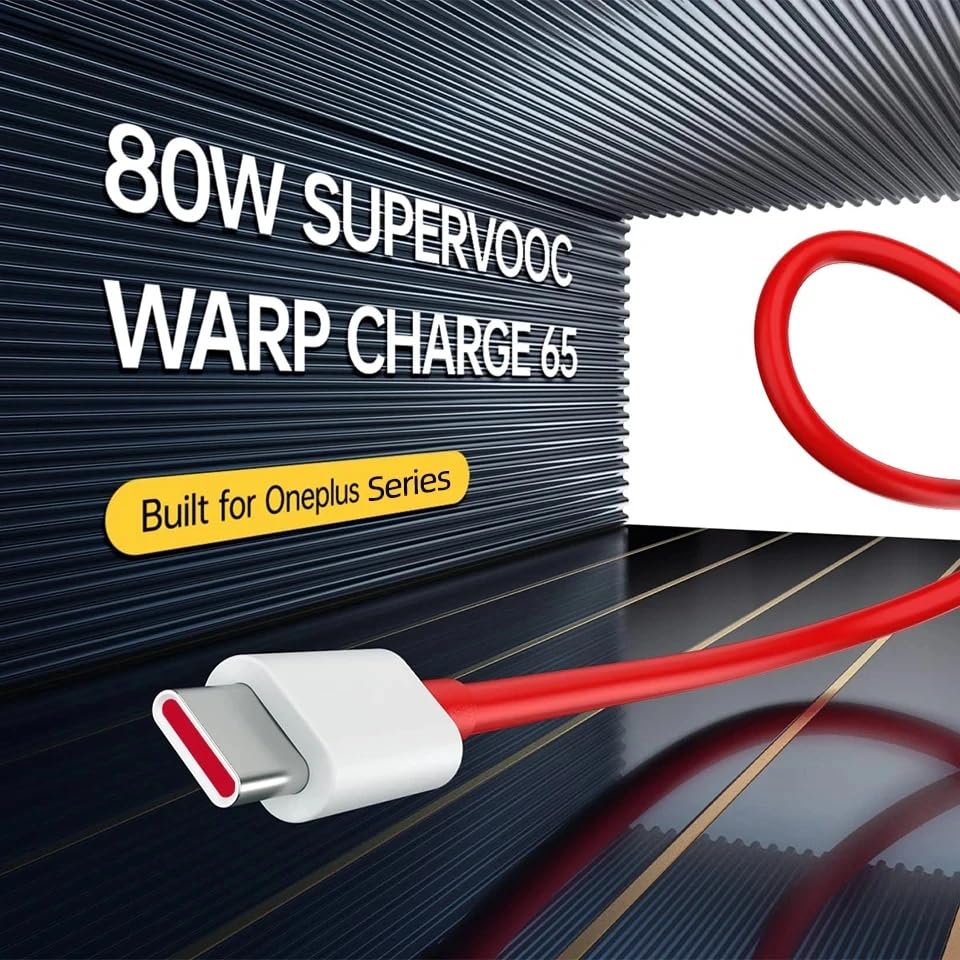 Image of One plus 80W Charging Cable USB to Type C Warp Charger SuperVooc /Dash Fast Charge Cable Compatible for One plus 10R,10 Pro,10T,9RT,9R,8R,8T Charge Cable for 6 /6T7 /7T,Nord (One plus 80w Cable)