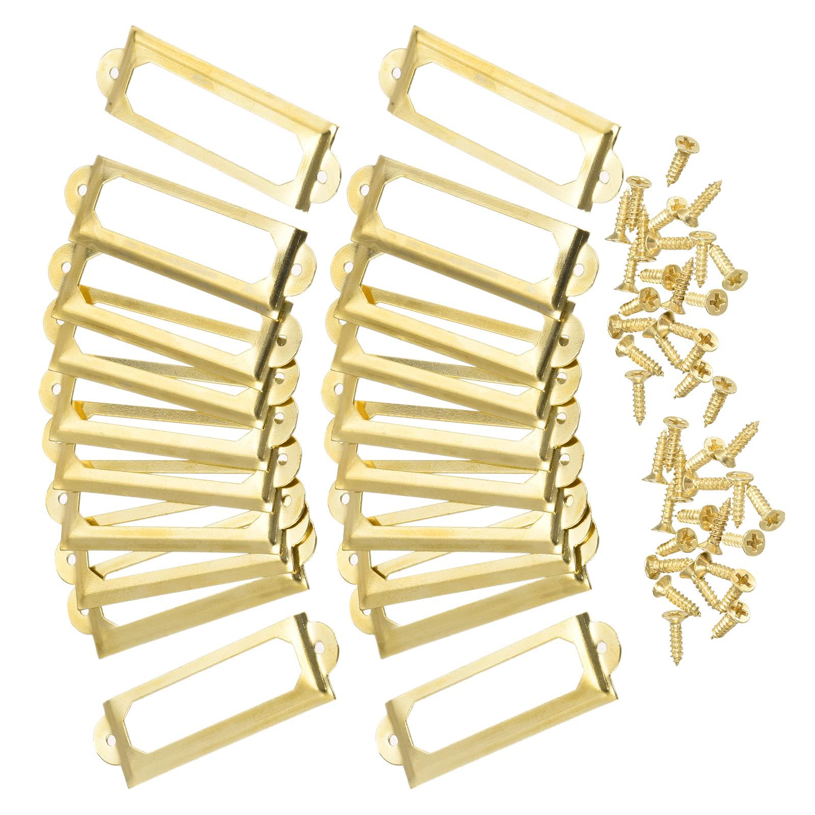 TA-VIGOR 60 x 17mm Antique Metal Label Holders Flie Card Frame 50pc Gold