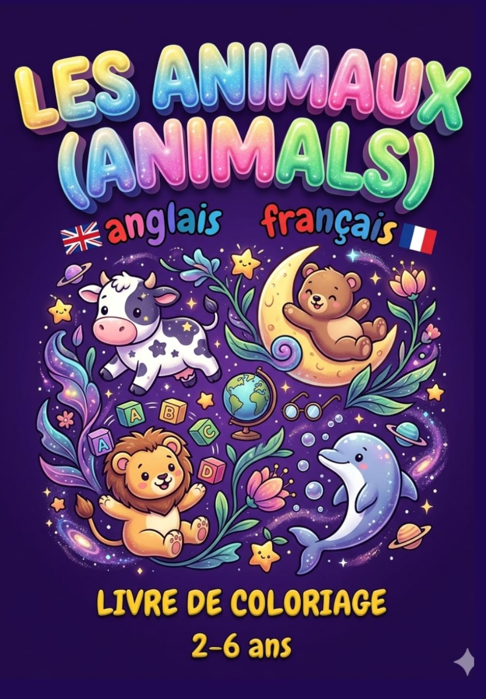 Les animaux (animals) - Livre de coloriage français anglais - 2 à 6 ans: Plus de 70 animaux à colorier avec leur nom à écrire en français et en anglais