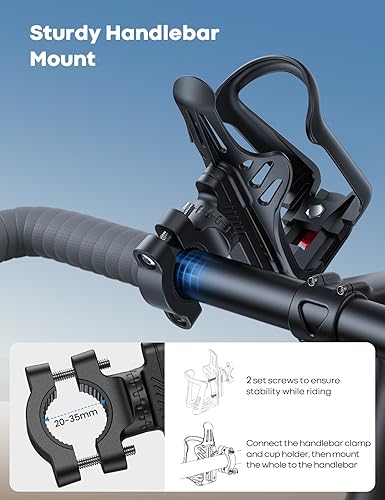 Miniatura 6 de Lamicall Soporte para botella de agua para bicicleta, para botellas de 1.9 a 2.8 pulgadas de diámetro, para manillar y marco, soporte para tazas de