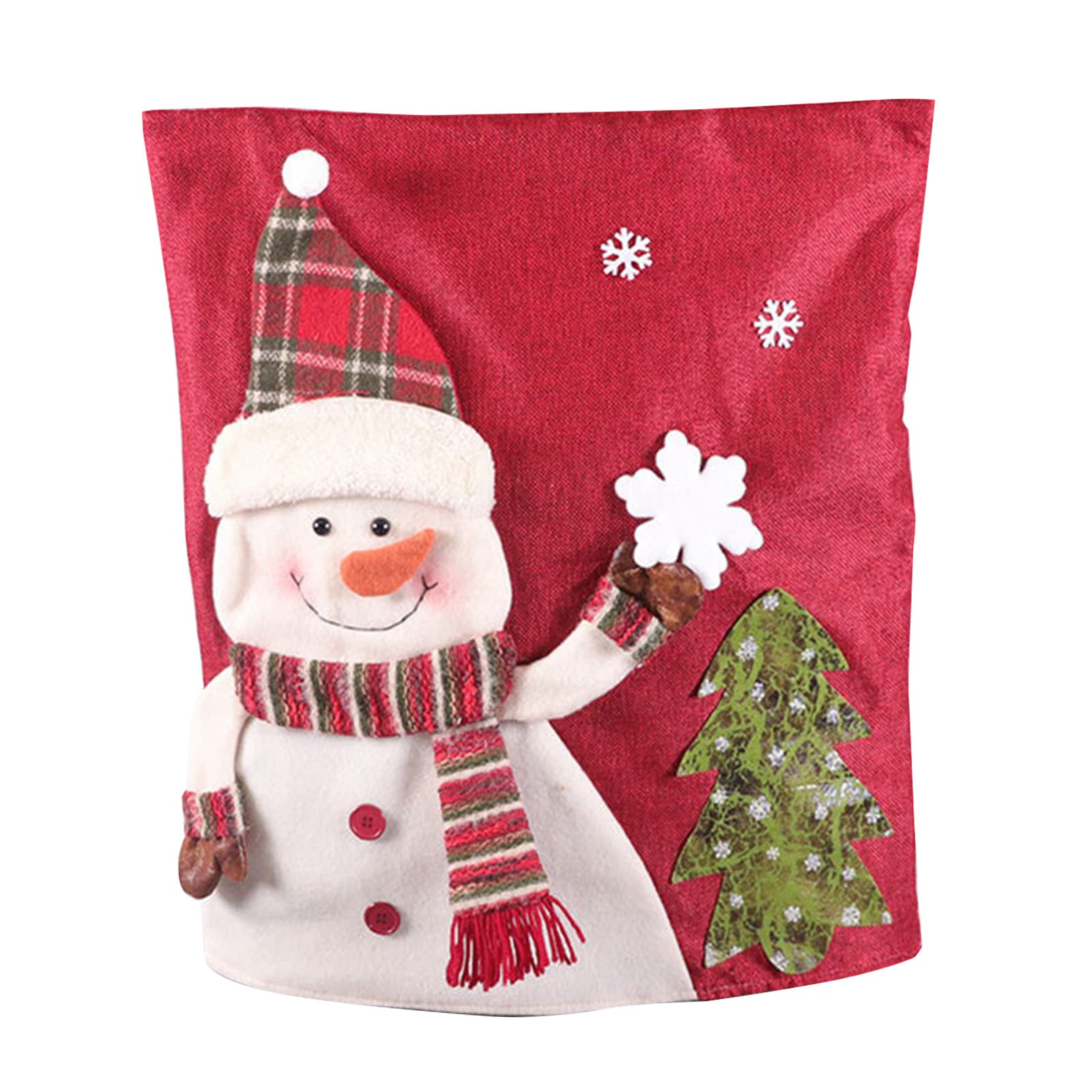 Buxuaaaa Snowman Chair Slipcovers Holiday Party Decor Christmas Chair Back Cover For Dining Room Reindeer Slipcover Dining Protectors Covers