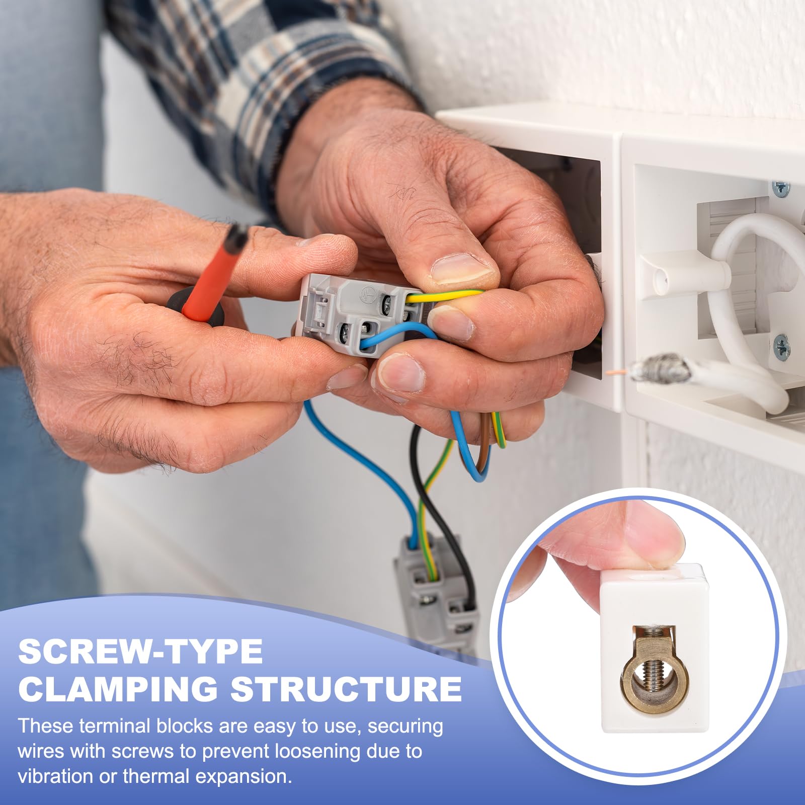 sourcing map Lot de 5 borniers en céramique à 1 voie - 60 A 110 V-600 V - Connecteurs électriques en porcelaine et céramique avec conducteurs en laiton - 32 x 20 x 28 mm - Pour câble électrique