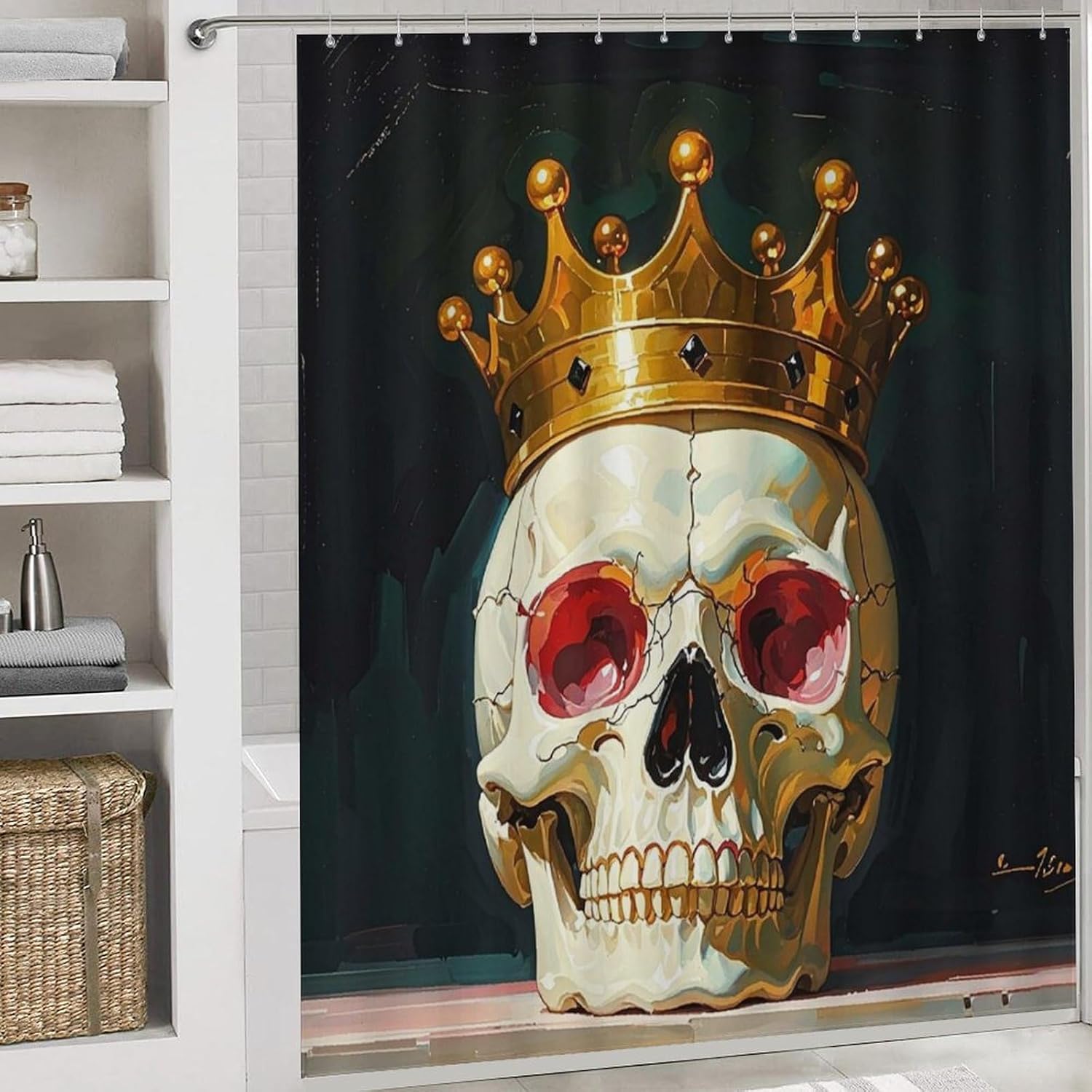 Victorian Art Shower Curtain Set 4 Piece, Non-Slip Bath Mat with Toilet Lid Cover and Waterproof Shower Curtain with 12 Hooks, Complete Bathroom Set for Home Decor