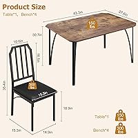 Vista 2 de GAOMON Juego de mesa de comedor para 4, mesa de cocina rectangular y sillas tapizadas para 4, juego de mesa de comedor de 5 piezas con diseño
