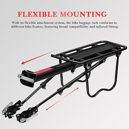 Miniatura 7 de HANABASS 1 Unidades de soporte de carga para bicicleta, soporte trasero ligero con liberación rápida flexible de montaje guardabarros