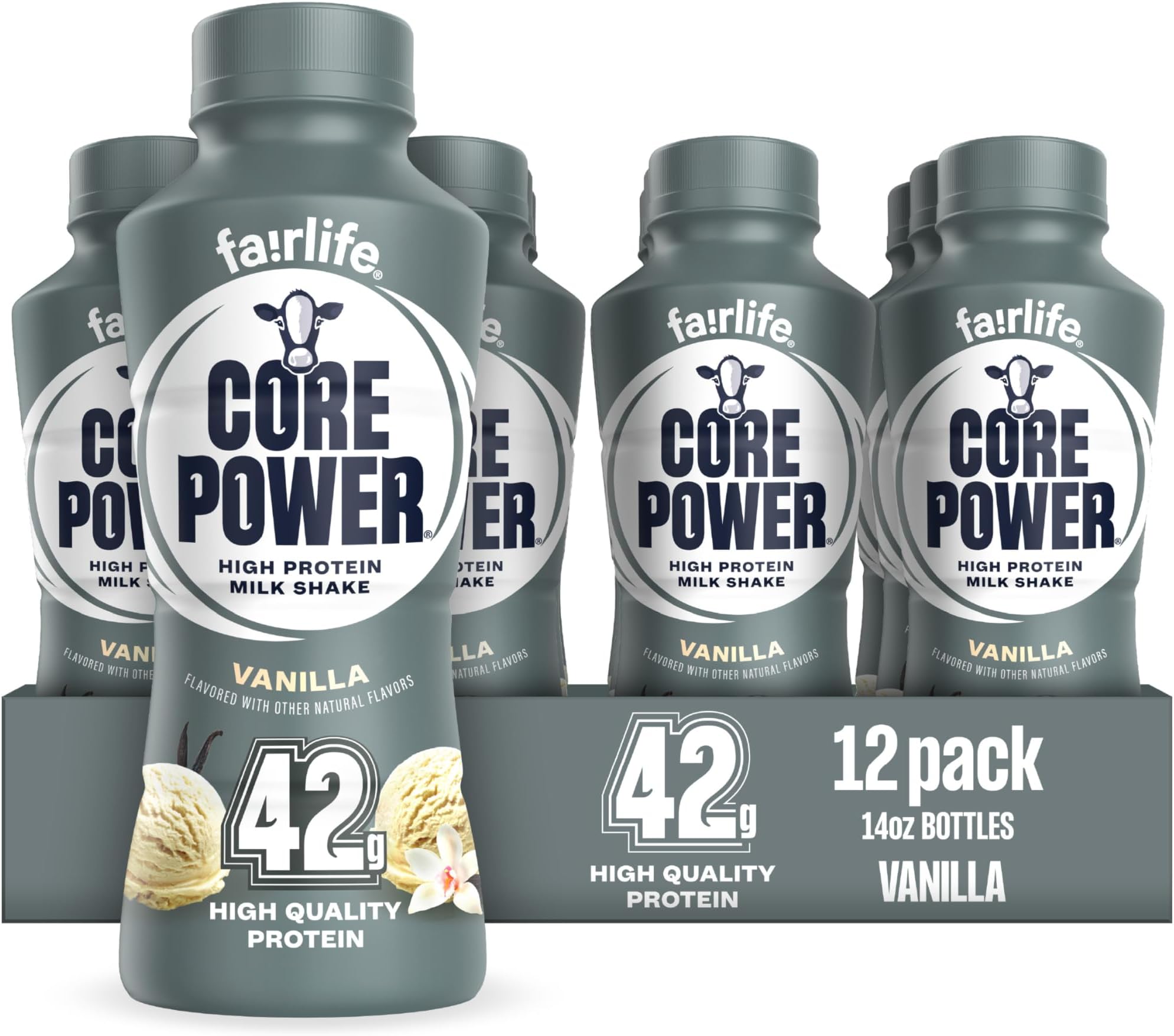 Fairlife Elite High Protein Shake (42g), Vanilla, Ready To Drink for Workout Recovery, 14 Fl Oz Bottles (12 of Pack)