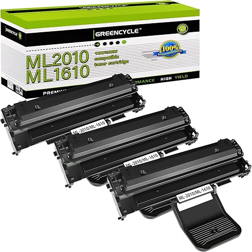 greencycle Paquete de 3 cartuchos de tóner negro ML2010 ML-2010 de repuesto compatibles para impresoras Samsung ML-1610 ML-1610R ML-1615 ML-2010