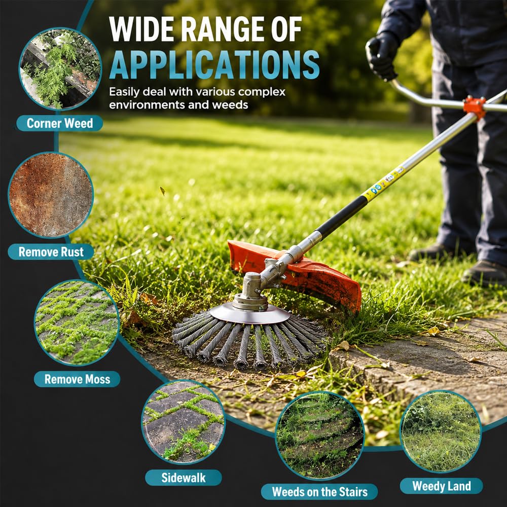 Głowica trymera do trawy z drutu stalowego 15 cm do STIHL FS 240 C-E, niezniszczalne ostrza do przycinania drutu, adaptery do obcinarki do chwastów